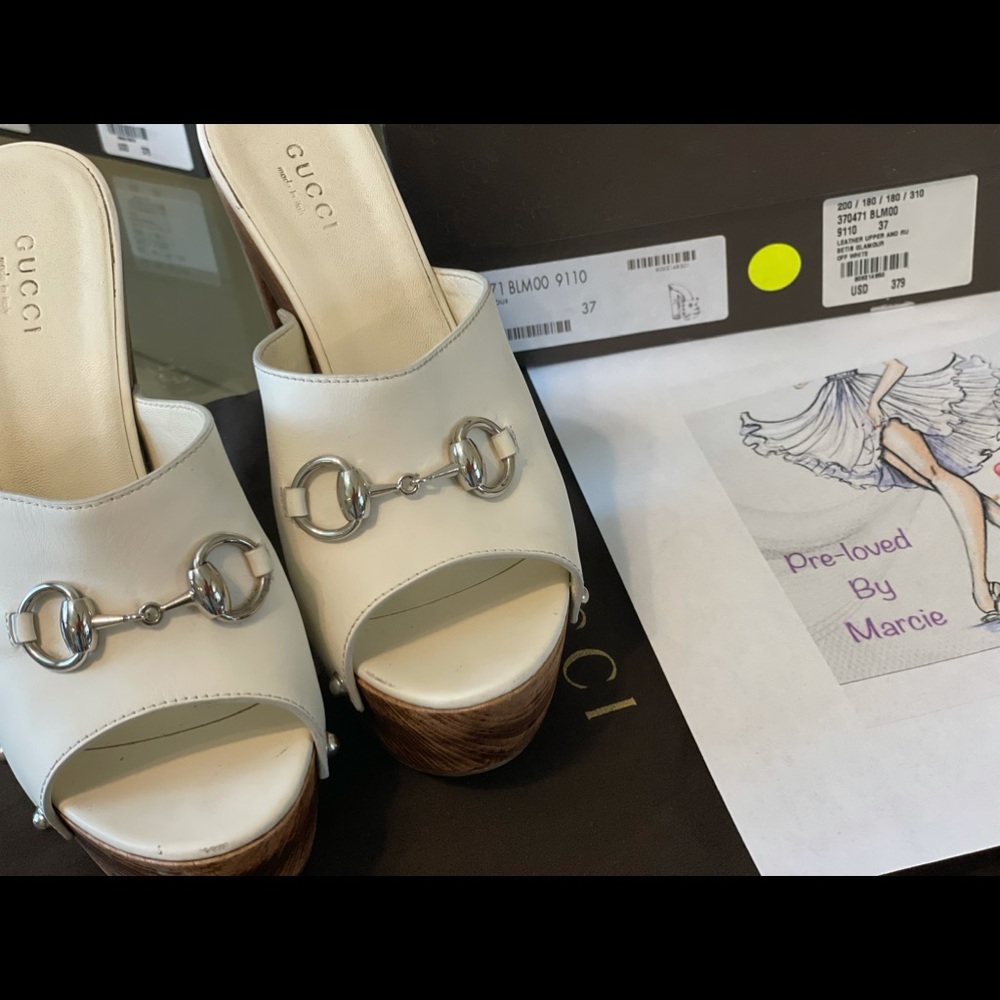 Gucci Betis Glamour Sandals in white size 37